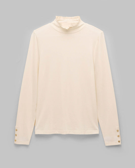 Joules Amy Womens Frill Neck Top - Cream | CHO | Designer Womens Long Sleeve Tops