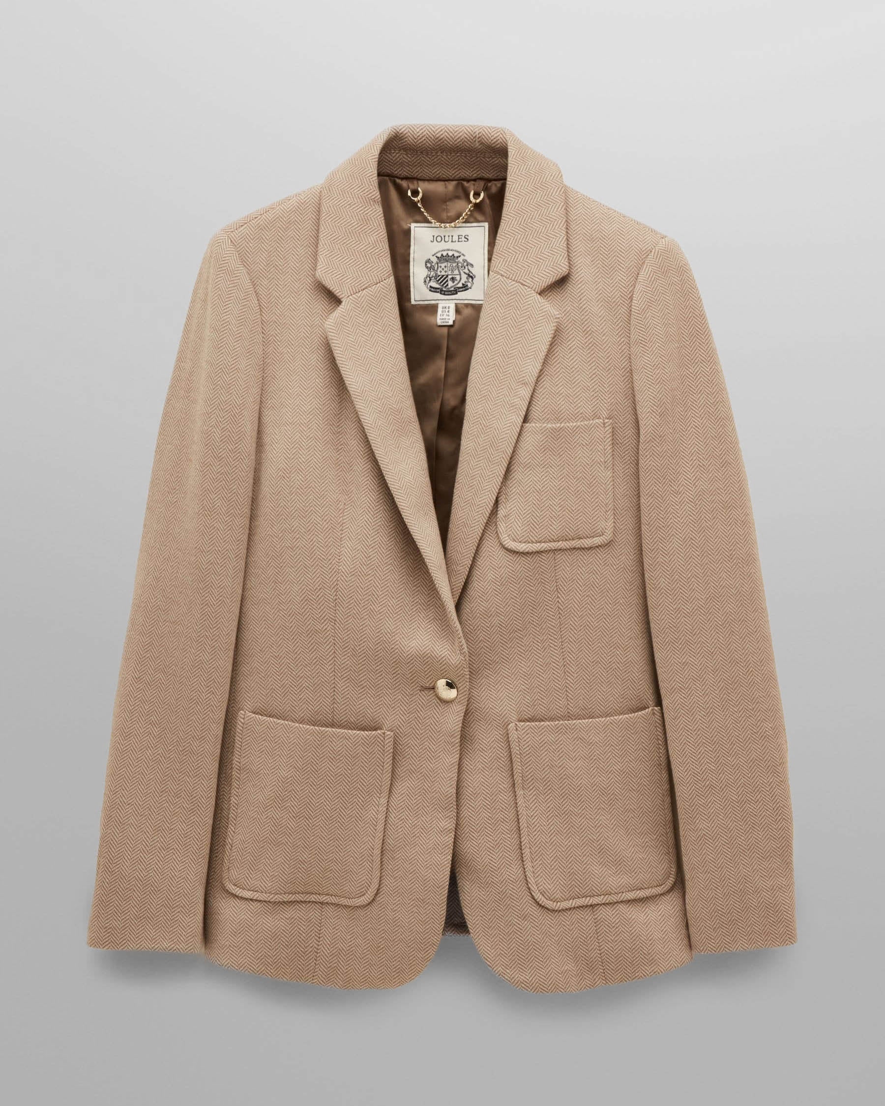 Joules Albury Womens Blazer - Tan Brown - CHO - Designer 