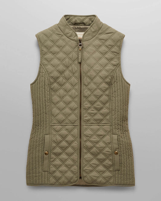 Joules Minx Womens Diamond Quilt Gilet - Sage Green - CHO - Designer Womens Quilted Gilets