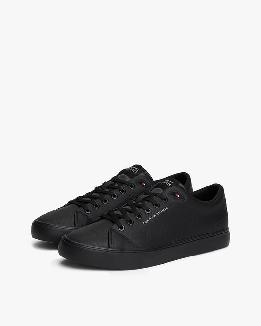 Tommy Hilfiger TH Core Low-Top Mens Vulcanised Leather Trainers - Black