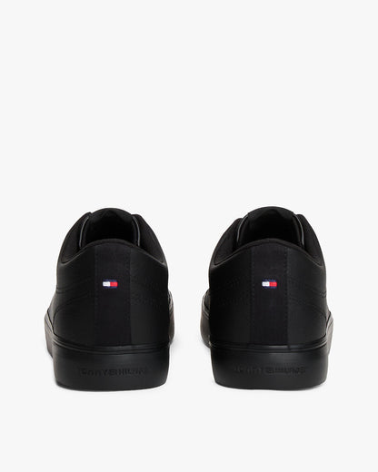 Tommy Hilfiger TH Core Low-Top Mens Vulcanised Leather Trainers - Black