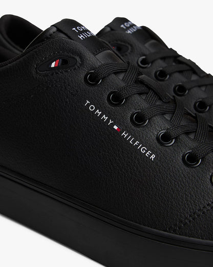 Tommy Hilfiger TH Core Low-Top Mens Vulcanised Leather Trainers - Black