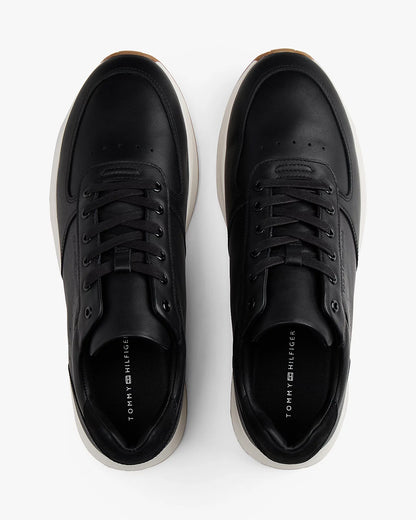 Tommy Hilfiger Premium Leather Fine Cleat Hybrid Mens Trainers - Black