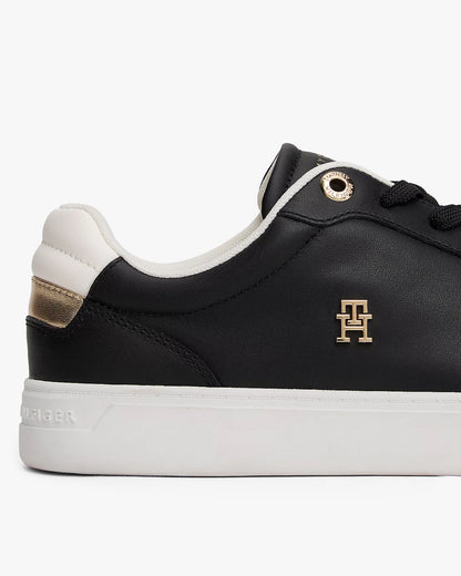 Tommy Hilfiger Elevated Womens Leather Court Trainers - Black