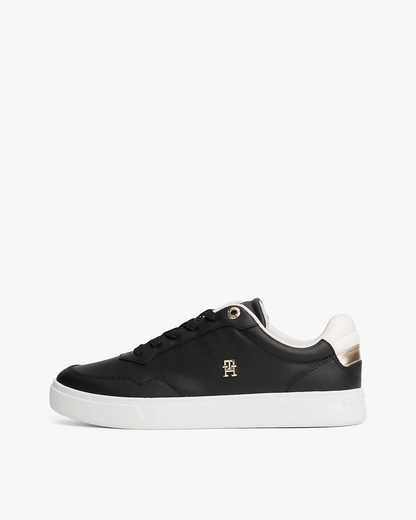 Tommy Hilfiger Elevated Womens Leather Court Trainers - Black