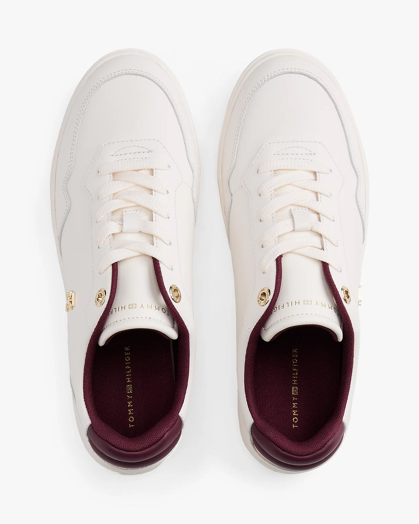Tommy Hilfiger Elevated Womens Leather Court Trainers - Ancient White