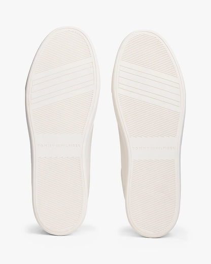 Tommy Hilfiger Elevated Womens Leather Court Trainers - Ancient White
