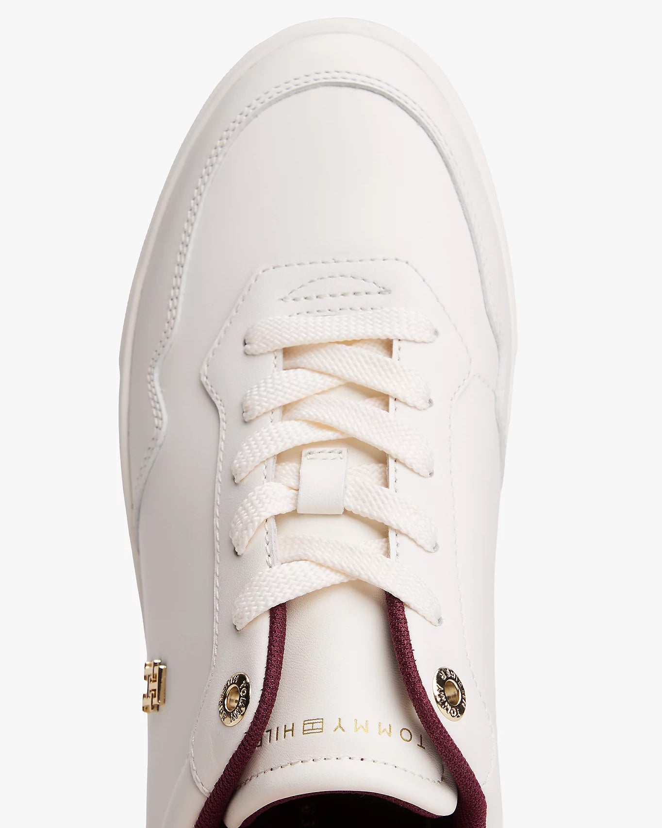 Tommy Hilfiger Elevated Womens Leather Court Trainers - Ancient White