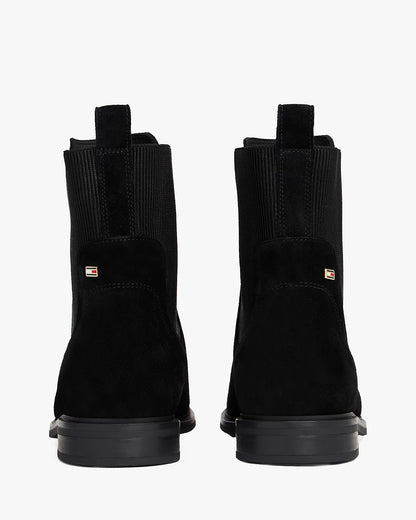 Tommy Hilfiger Flag Womens Suede Chelsea Boots - Black