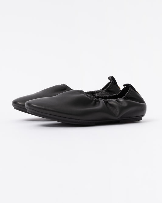 FitFlop Delicato Poise Leather Ballerina Shoes - All Black 090