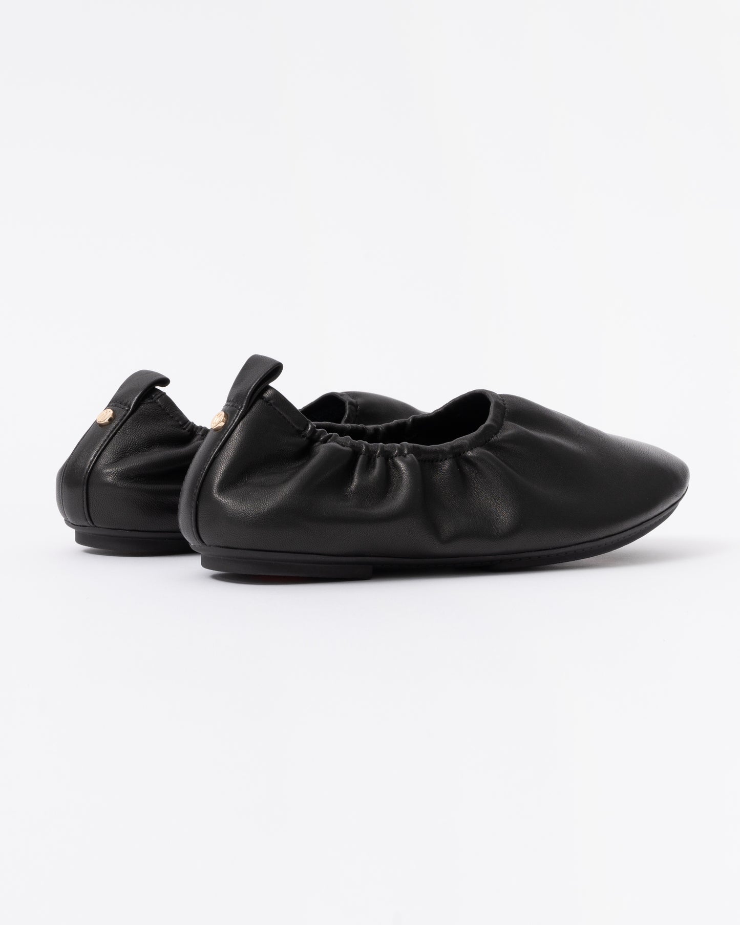 FitFlop Delicato Poise Leather Ballerina Shoes - All Black 090