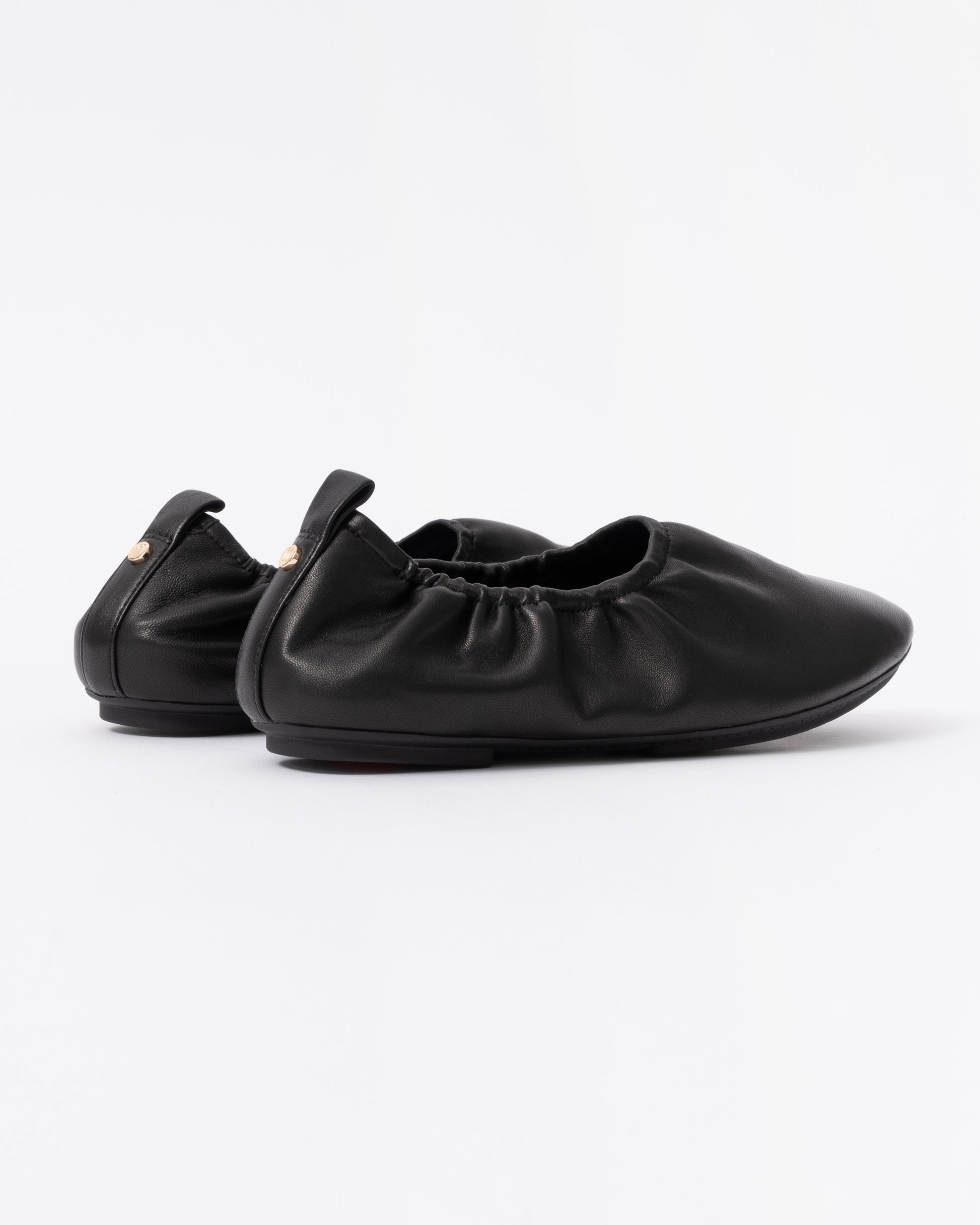 FitFlop Delicato Poise Leather Ballerina Shoes - All Black 090