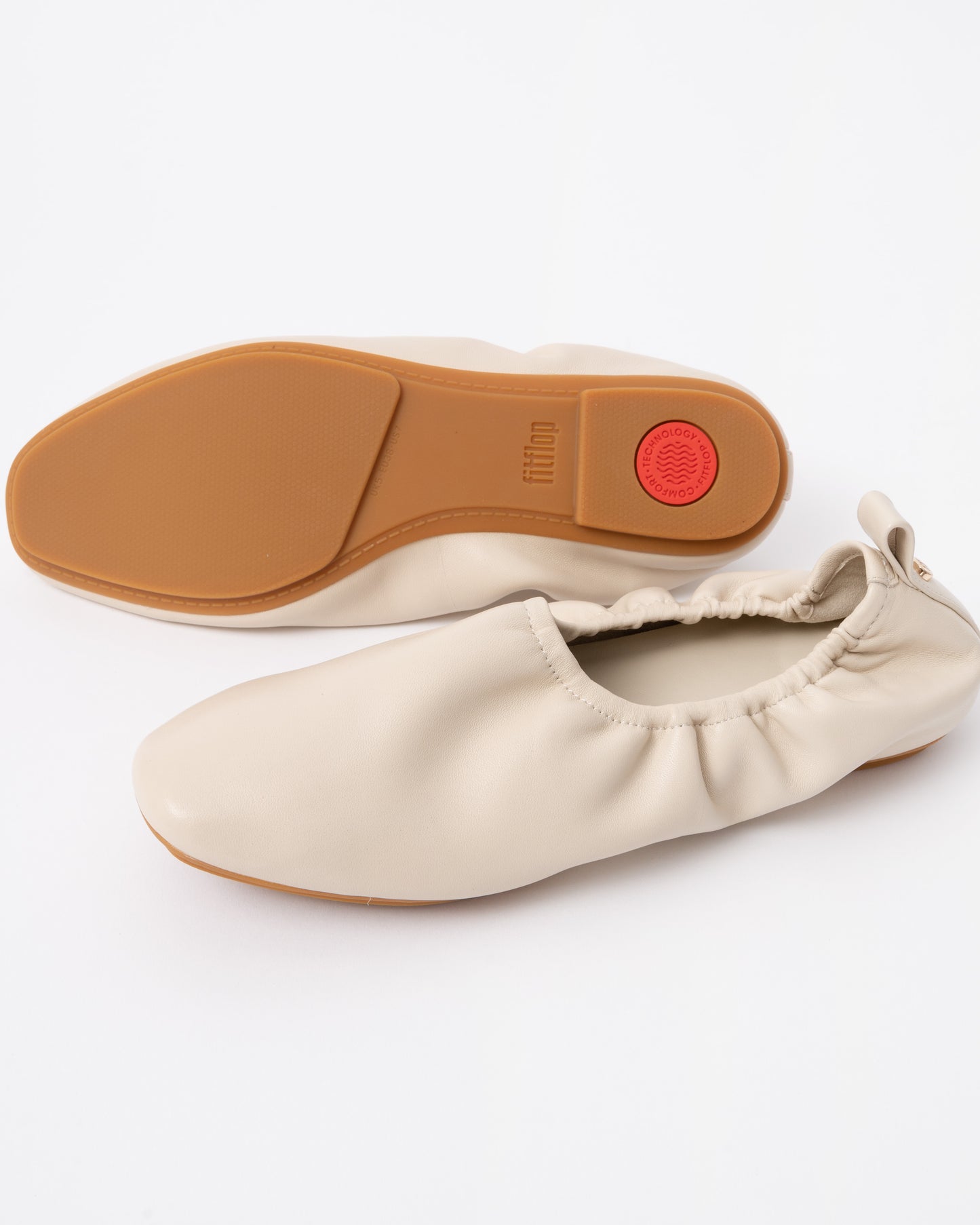 FitFlop Delicato Poise Leather Ballerina Shoes - Hazy Taupe E40