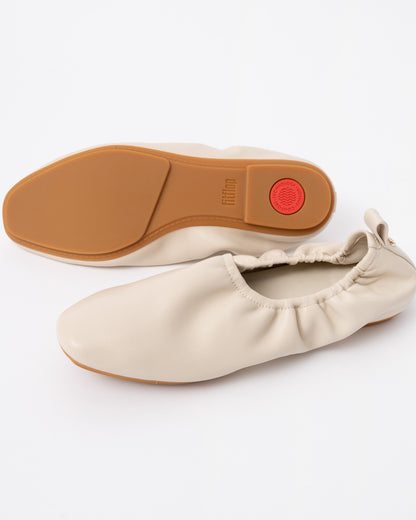 FitFlop Delicato Poise Leather Ballerina Shoes - Hazy Taupe E40