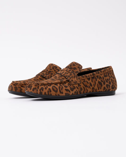 FitFlop Delicato Womens Suede Leopard Loafers - Tan/Black E76