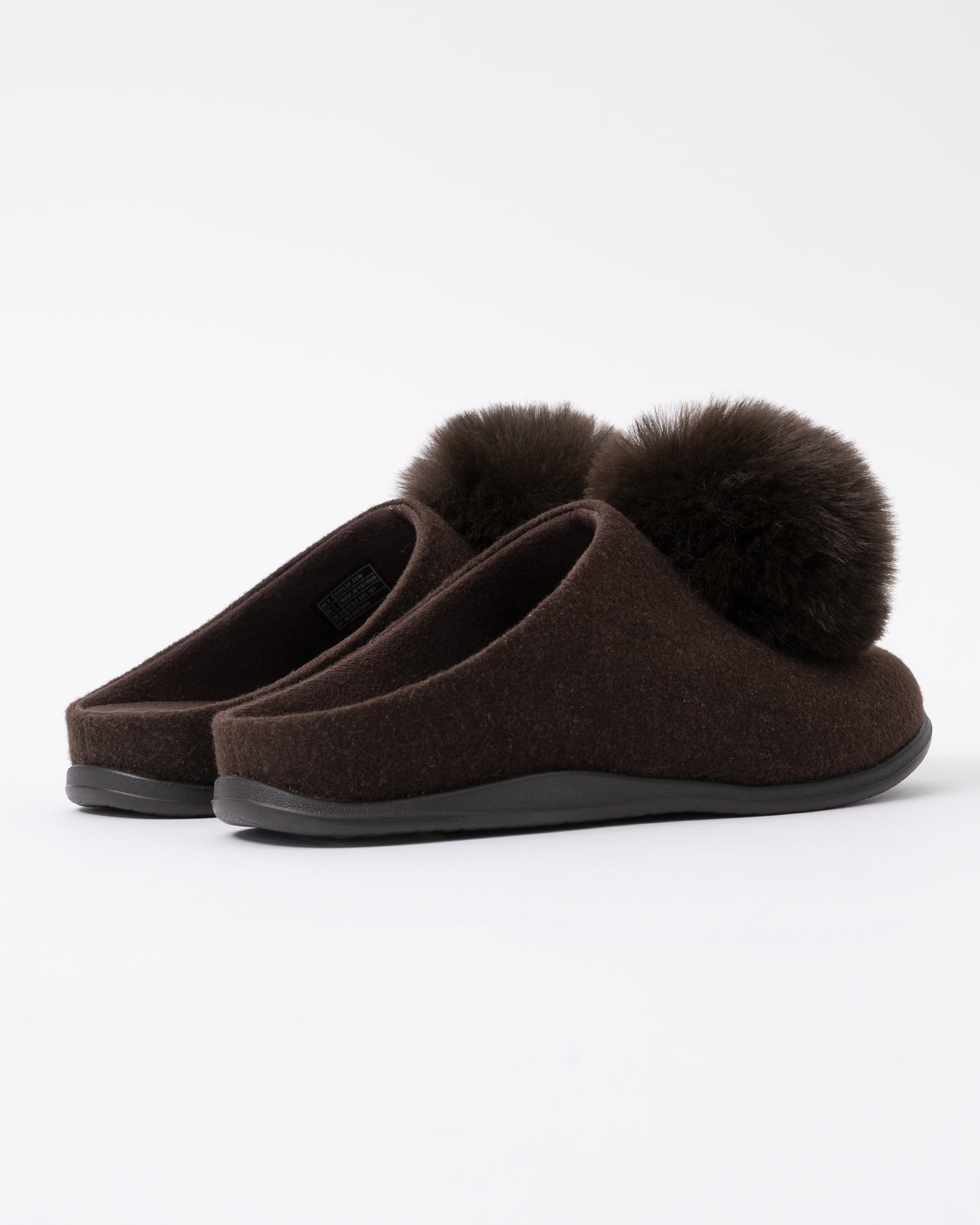 Back of the FitFlop IQ-Snug Womens Felt Pom Pom Slipper - Chocolate Brown 167