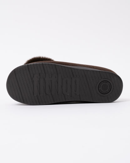 Sole of the FitFlop IQ-Snug Womens Felt Pom Pom Slipper - Chocolate Brown 167