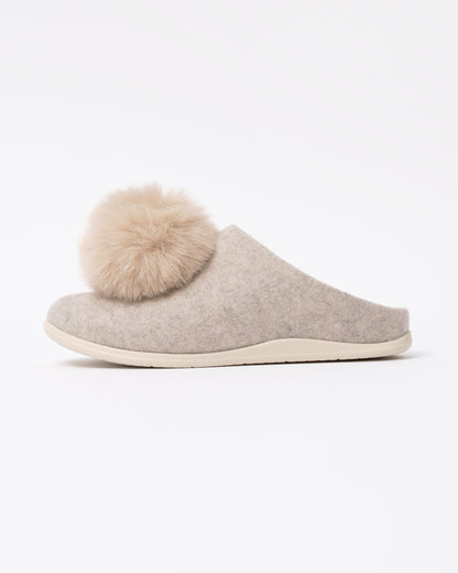Side of the FitFlop IQ-Snug Womens Felt Pom Pom Slipper - Hazy Taupe E40
