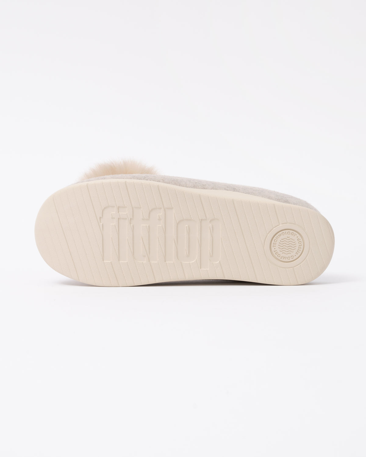 Sole of the FitFlop IQ-Snug Womens Felt Pom Pom Slipper - Hazy Taupe E40