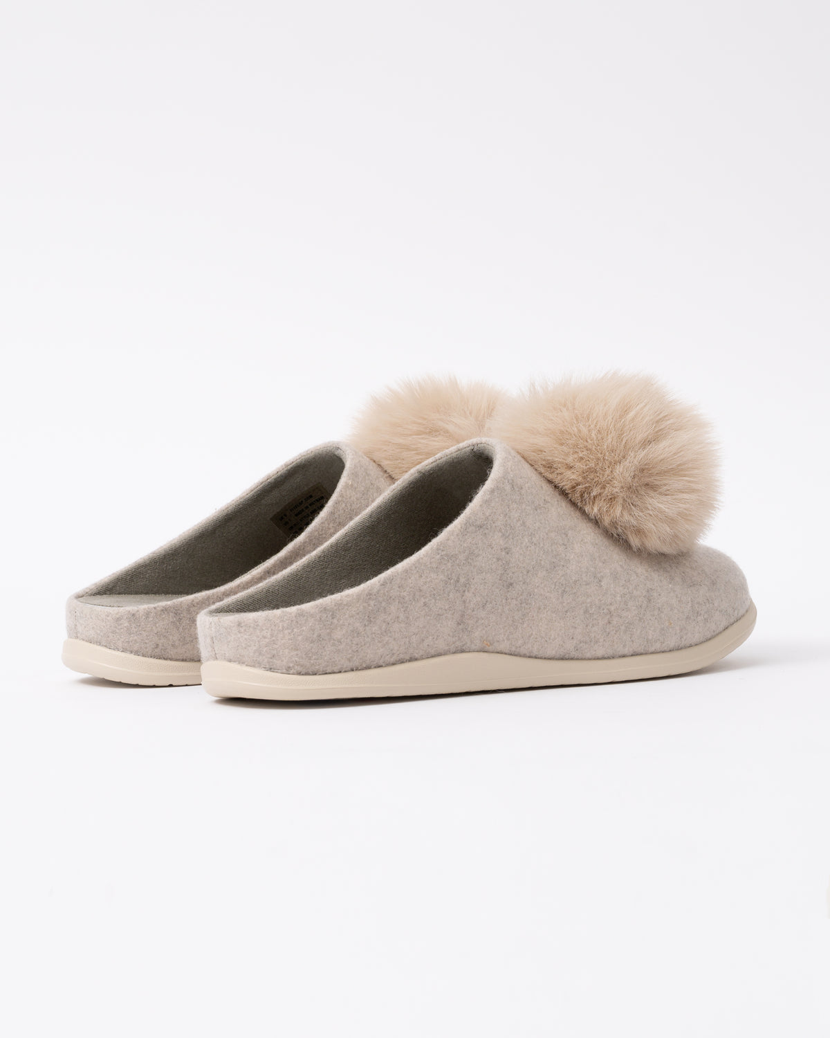 Back of the FitFlop IQ-Snug Womens Felt Pom Pom Slipper - Hazy Taupe E40