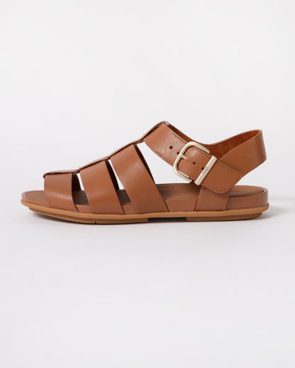 side of FitFlop Womens Gracie Leather Fisherman Sandals in Deep Tan C15