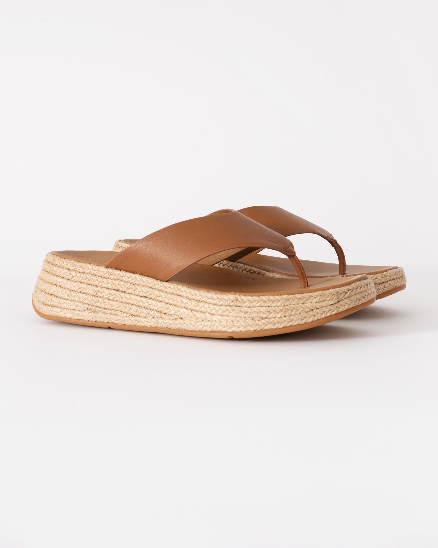 FitFlop Womens F-Mode Espadrille Leather Flatform T/Post Sandals - CHO - Designer Womens Sandals