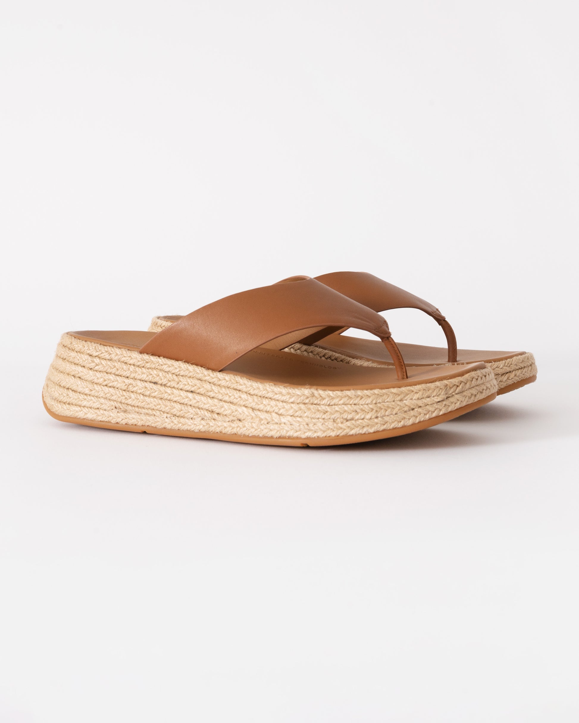 FitFlop Womens F-Mode Espadrille Leather Flatform T/Post Sandals - CHO - Designer Womens Sandals