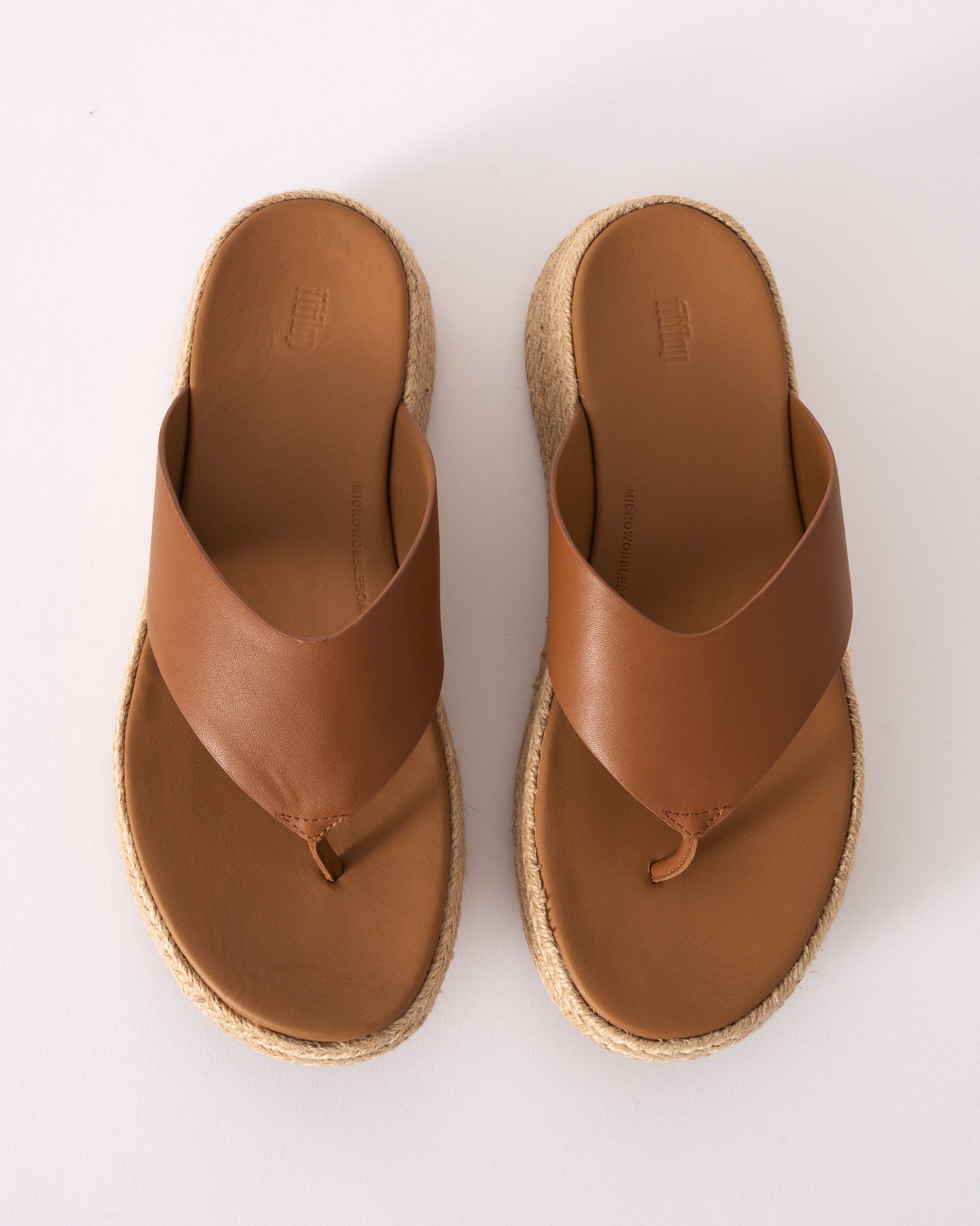 FitFlop Womens F-Mode Espadrille Leather Flatform T/Post Sandals - CHO - Designer Womens Sandals