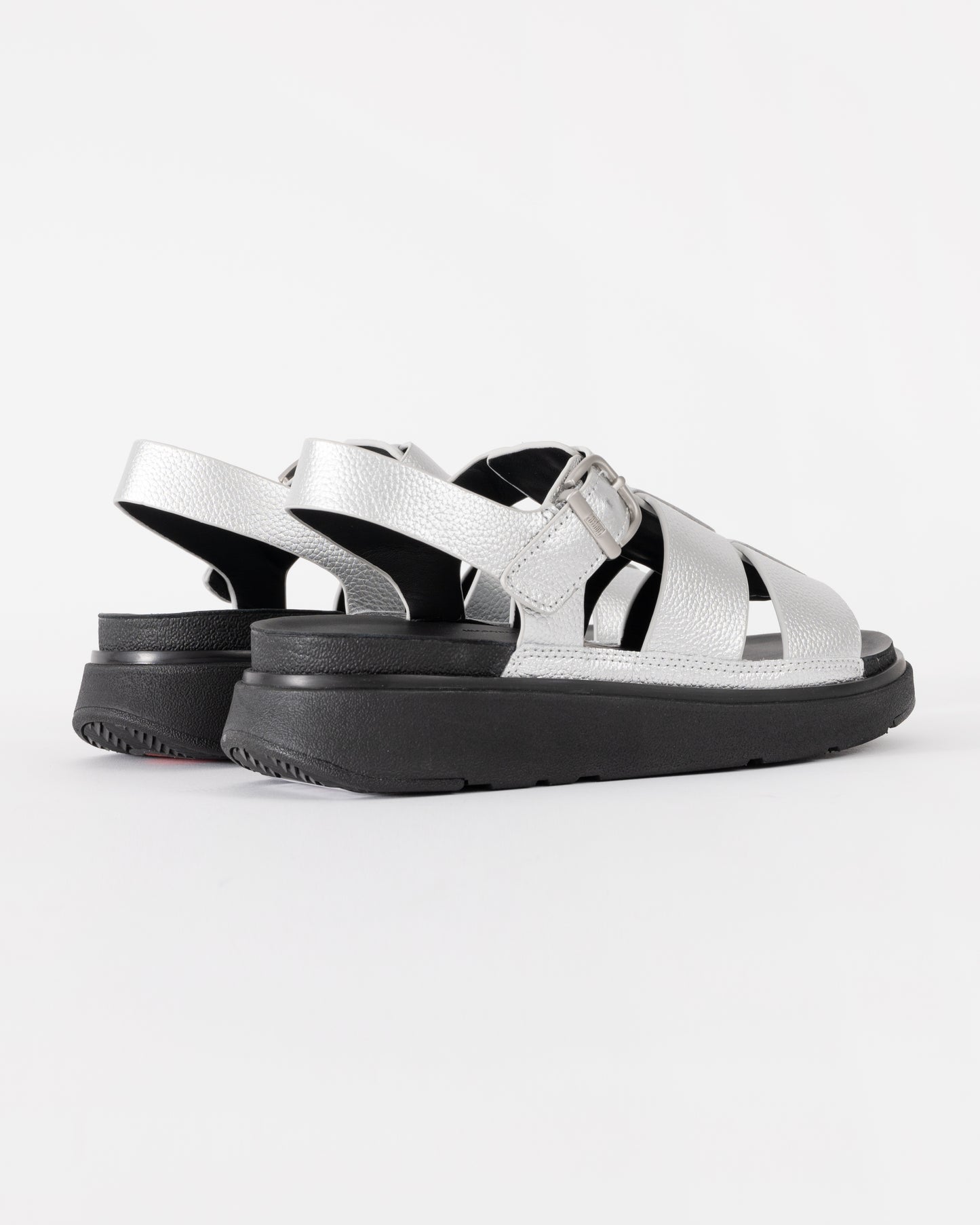 FitFlop Womens GEN-FF Tumbled-Leather Fisherman Sandals - Silver 011 | CHO | Designer Womens Sandals