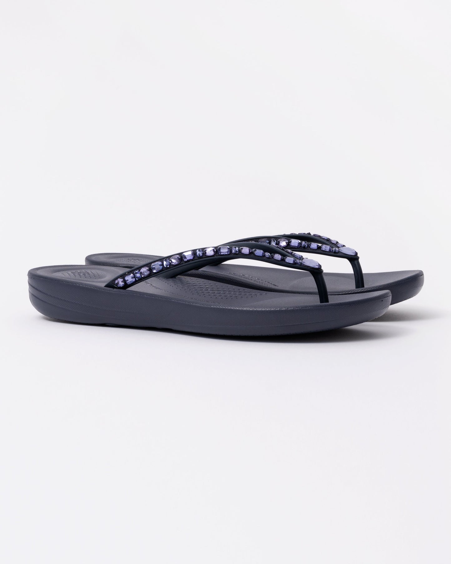 FitFlop Womens iQushion Multi-Crystal Ergonomic Flip-Flops - Midnight Navy 399