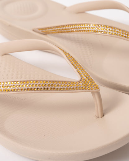 Fitflop IQushion Sparkle Womens Flip-Flop - Stone Beige A20