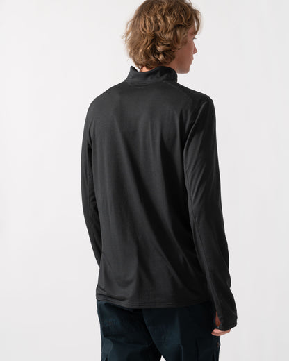Fjallraven Abisko Day Hike Half Zip Mens Long Sleeve Top - Black 550 | CHO | Designer Mens Long Sleeve T - Shirts & Tops