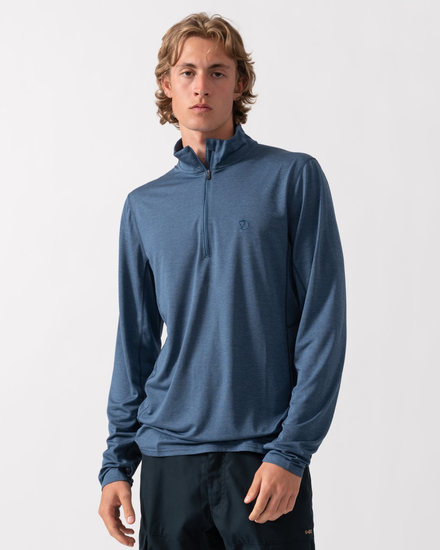 Fjallraven Abisko Day Hike Half Zip Mens Long Sleeve Top - Indigo Blue 534