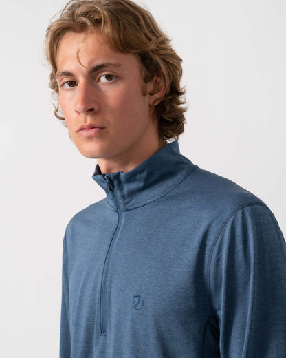 Fjallraven Abisko Day Hike Half Zip Mens Long Sleeve Top - Indigo Blue 534