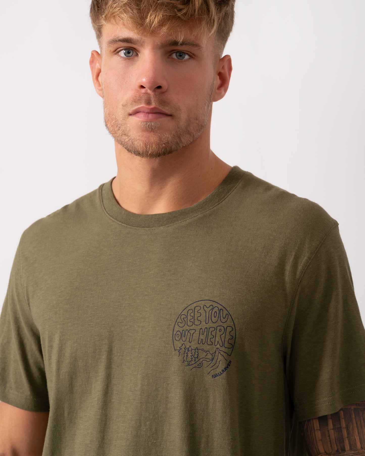 Fjallraven Hemp Blend Out Here Mens T-Shirt - CHO - Designer Mens Graphic T-Shirts