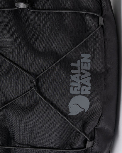 logo detai of a Fjallraven Skule 6L Unisex Sling Bag in Black 550