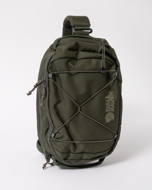front of a Fjallraven Skule 6L Unisex Sling Bag a Deep Forest 662