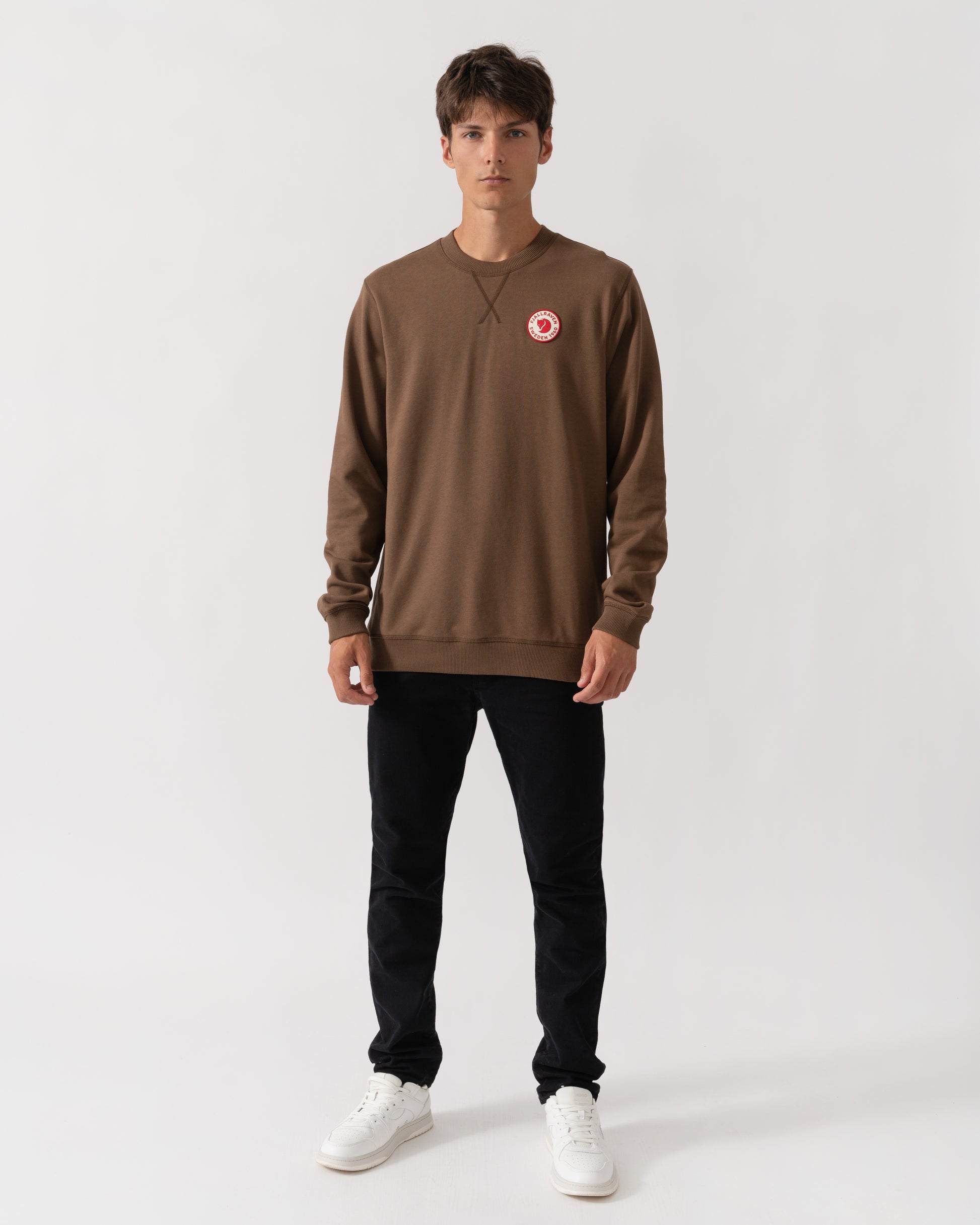 Fjallraven 1960 Logo Badge Mens Sweatshirt - Dark Oak 299 | CHO | Designer Mens Sweatshirts