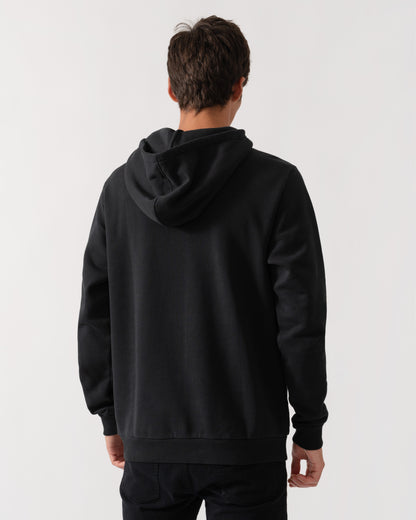 back of Fjallraven Logo Mens Hoodie in Black 550