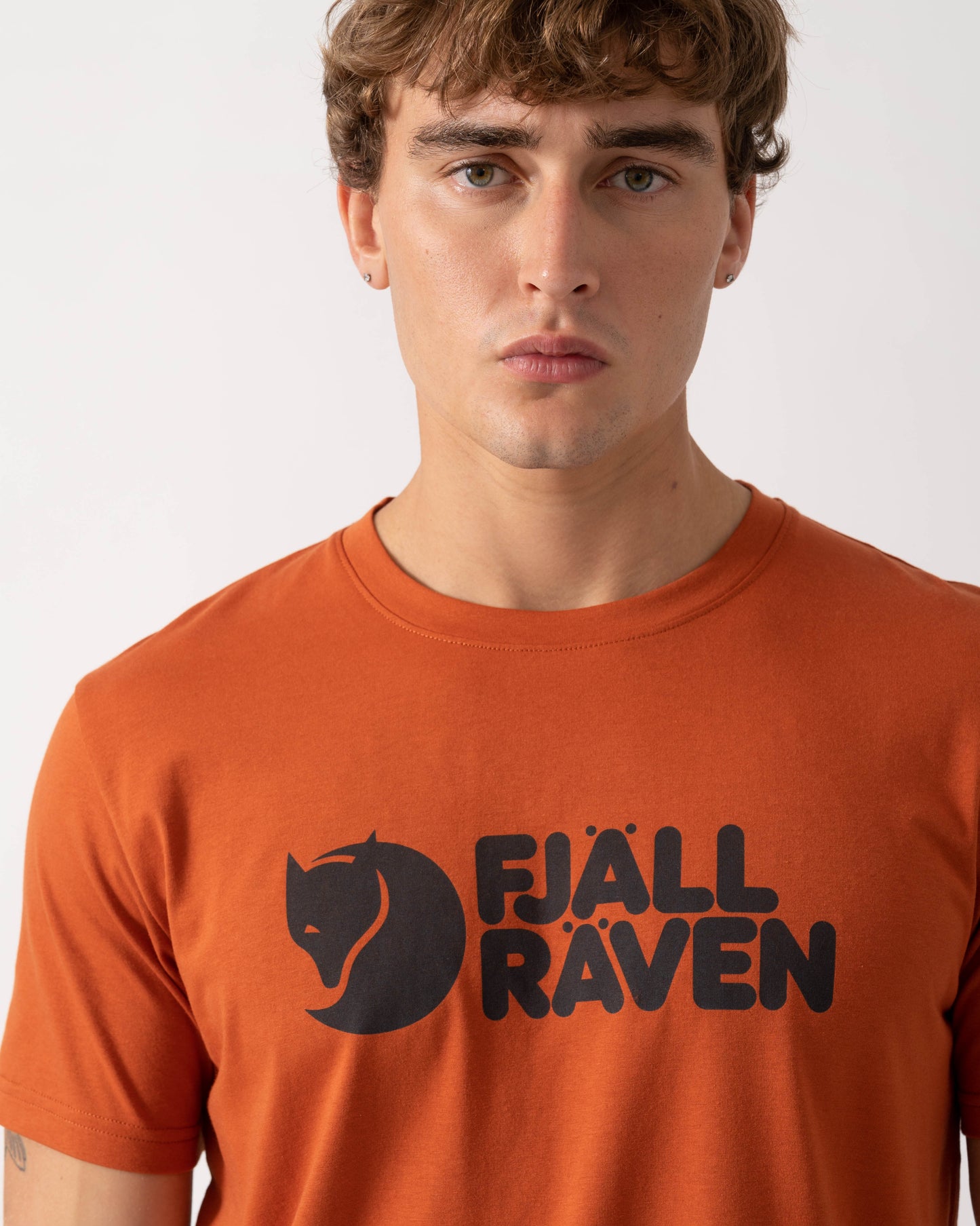 Detail of Fjallraven Logo Mens T-Shirt - Terracotta Brown 243