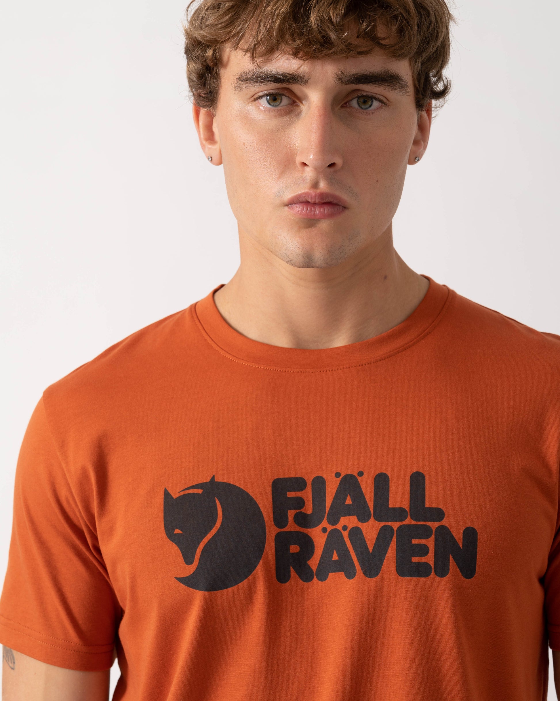Detail of Fjallraven Logo Mens T-Shirt - Terracotta Brown 243