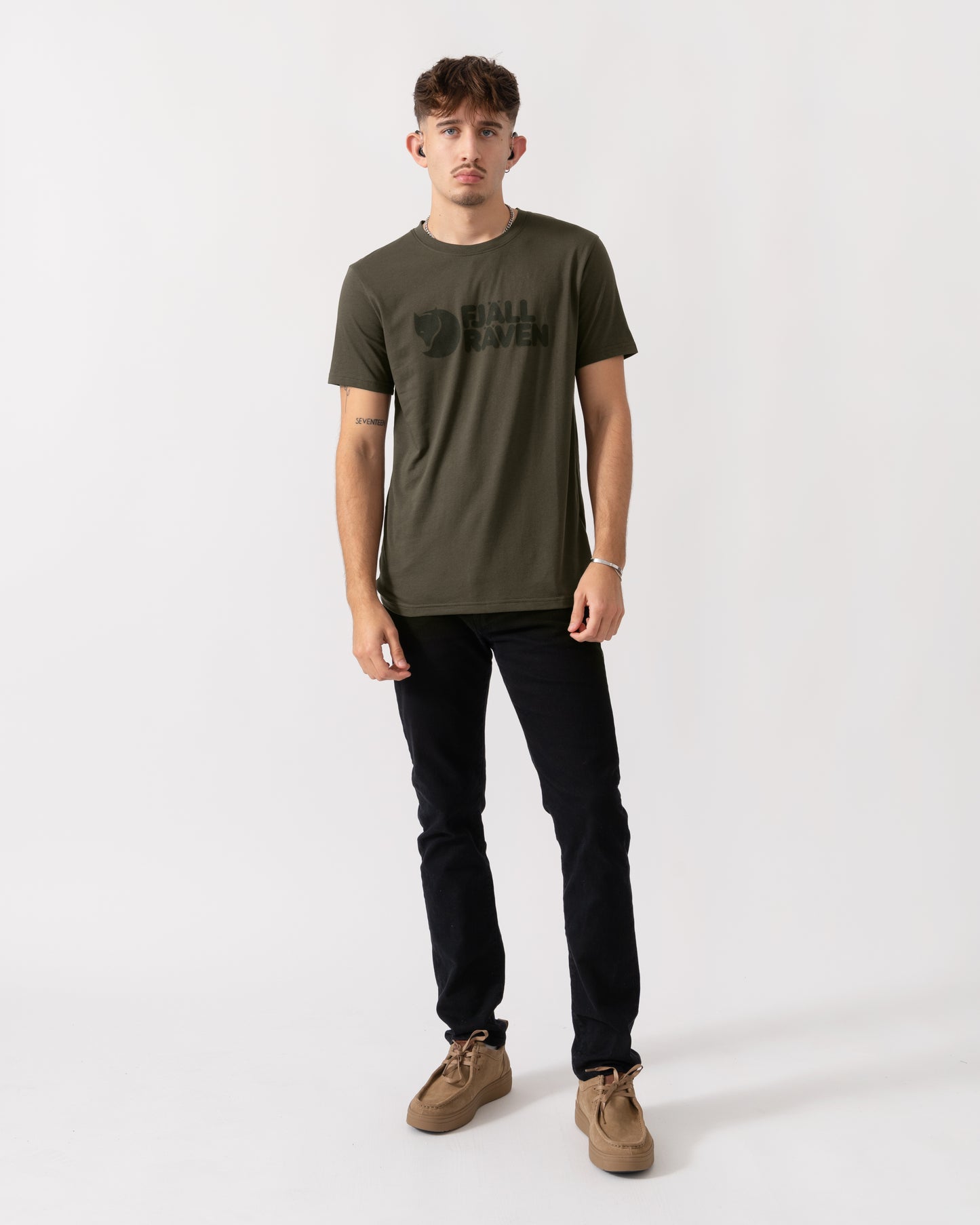 Fjallraven Logo Mens T-Shirt - Dark Olive 633