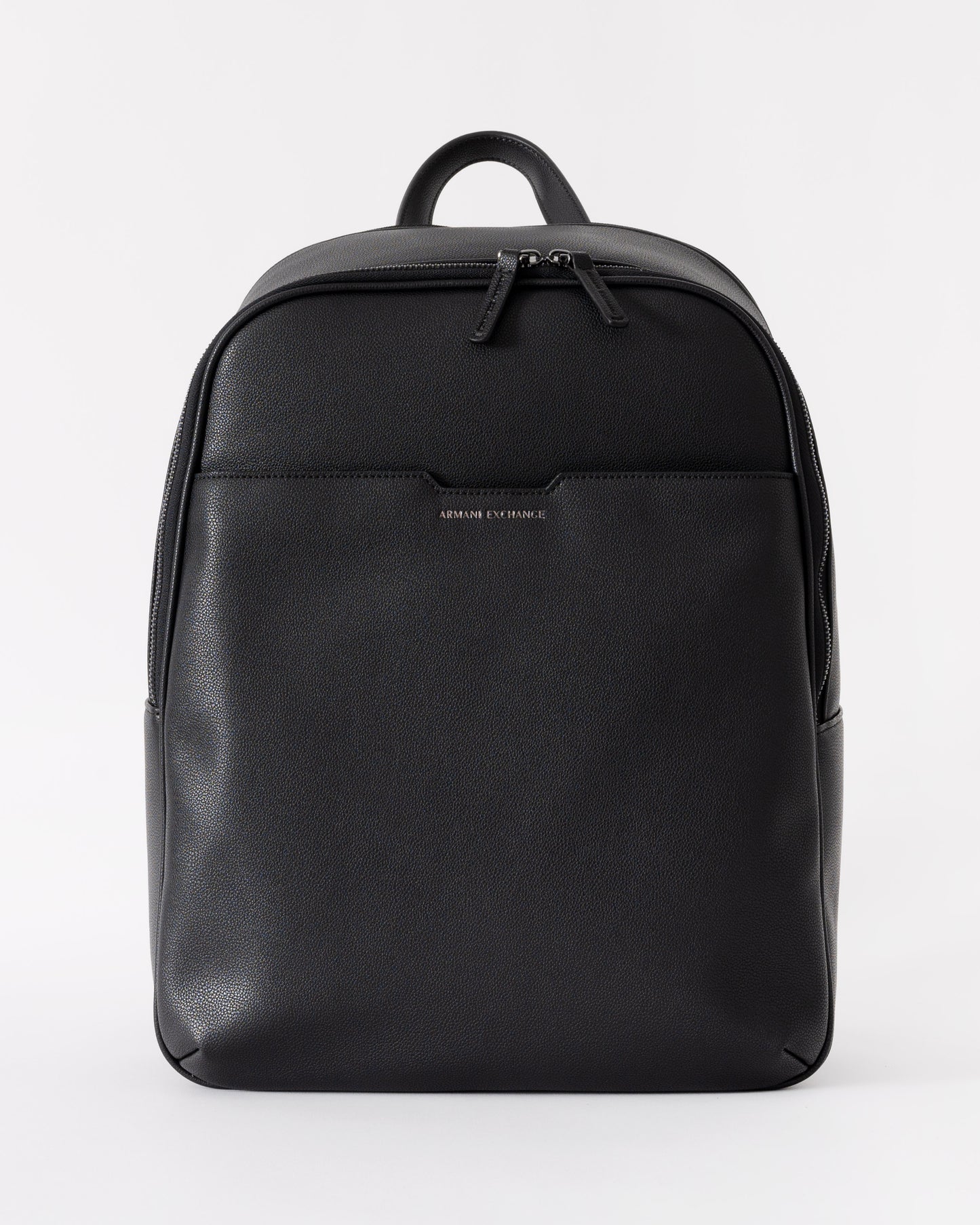 Black backpack on a white background