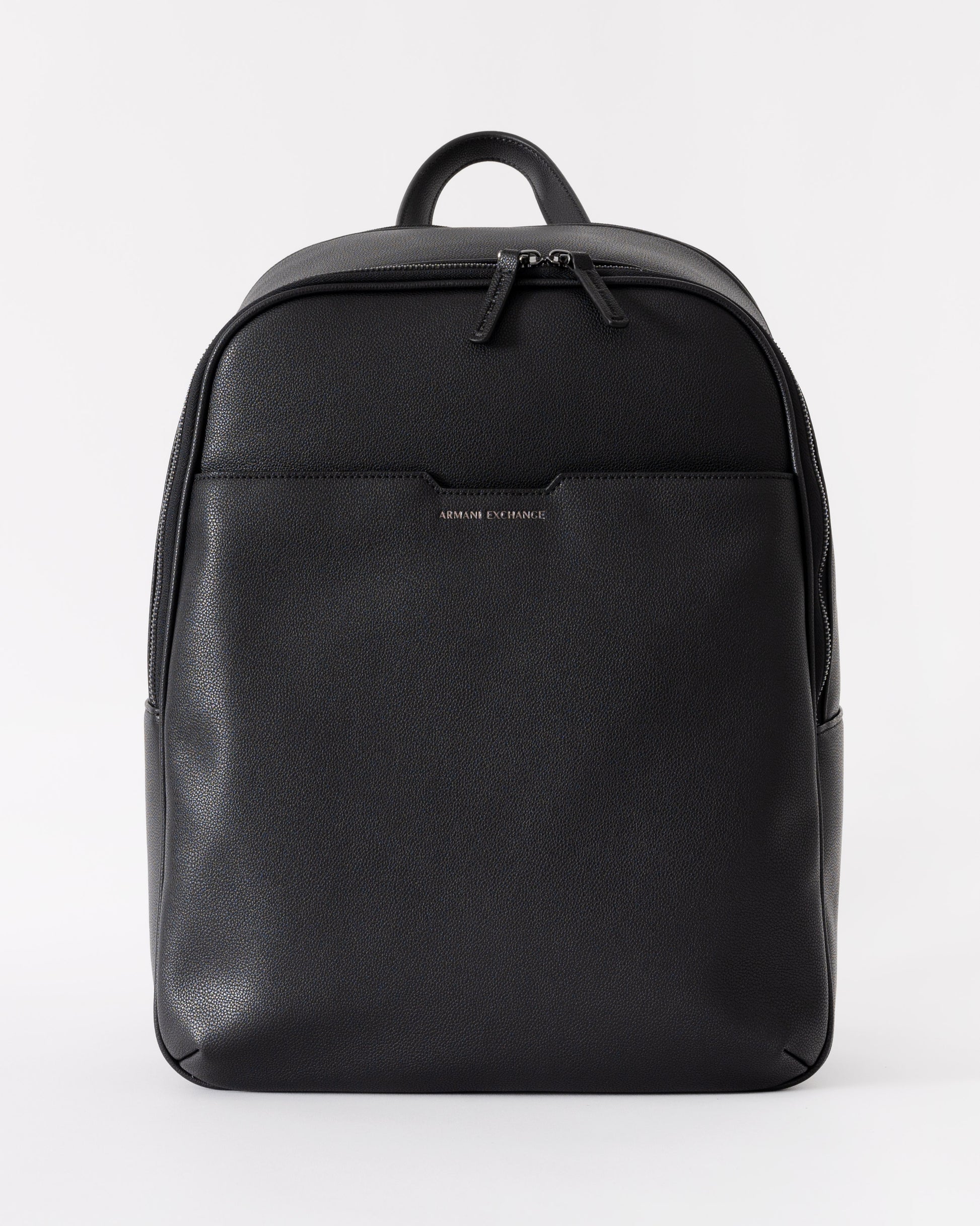 Black backpack on a white background