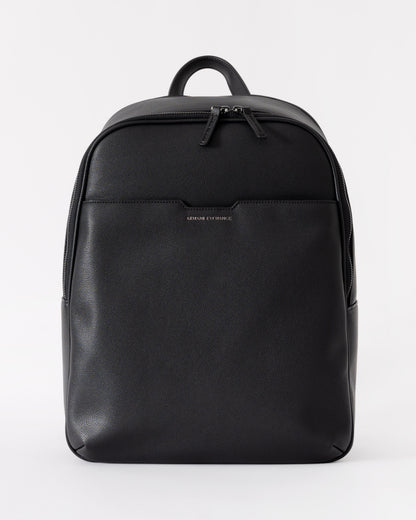 Black backpack on a white background