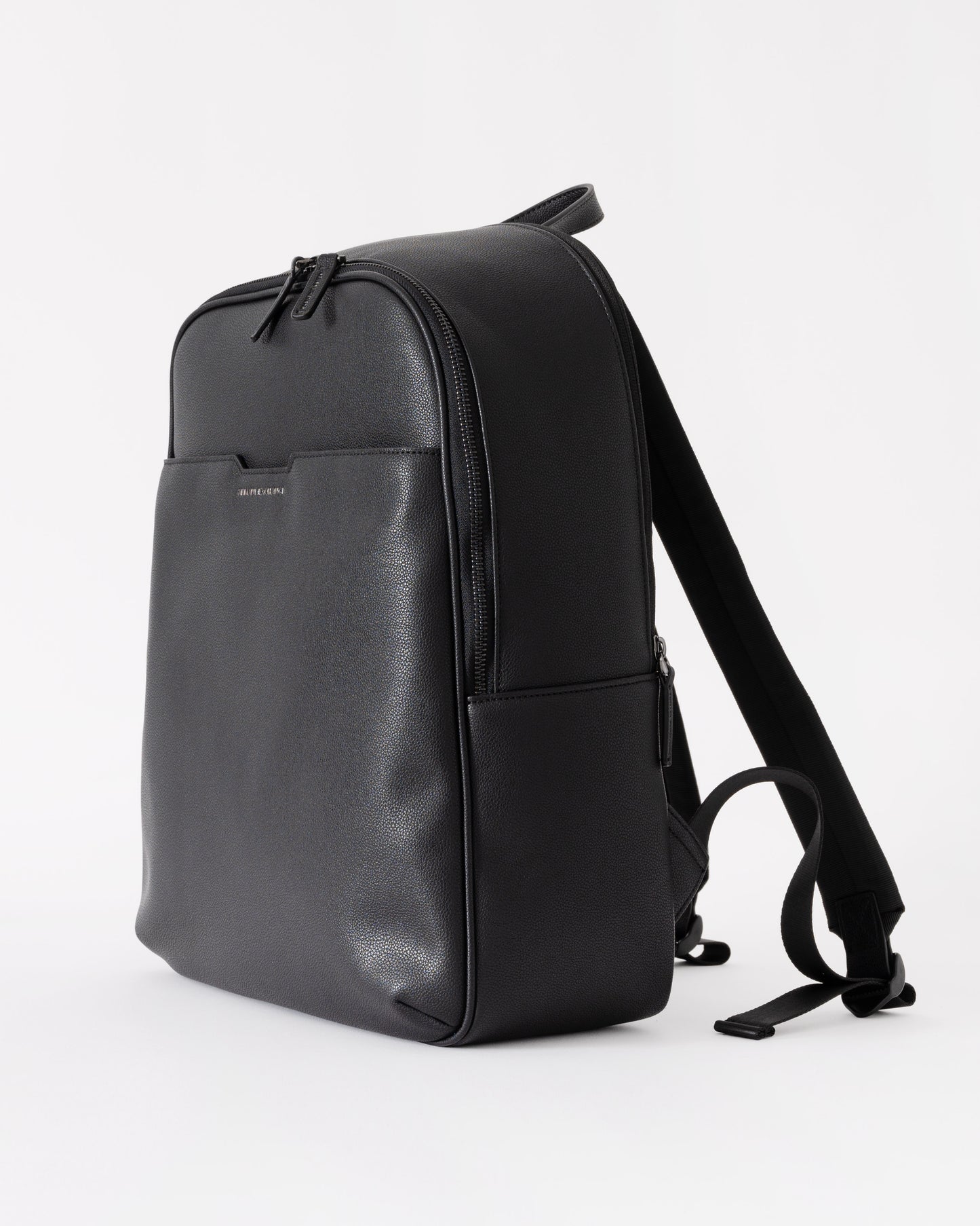 Black backpack on a white background