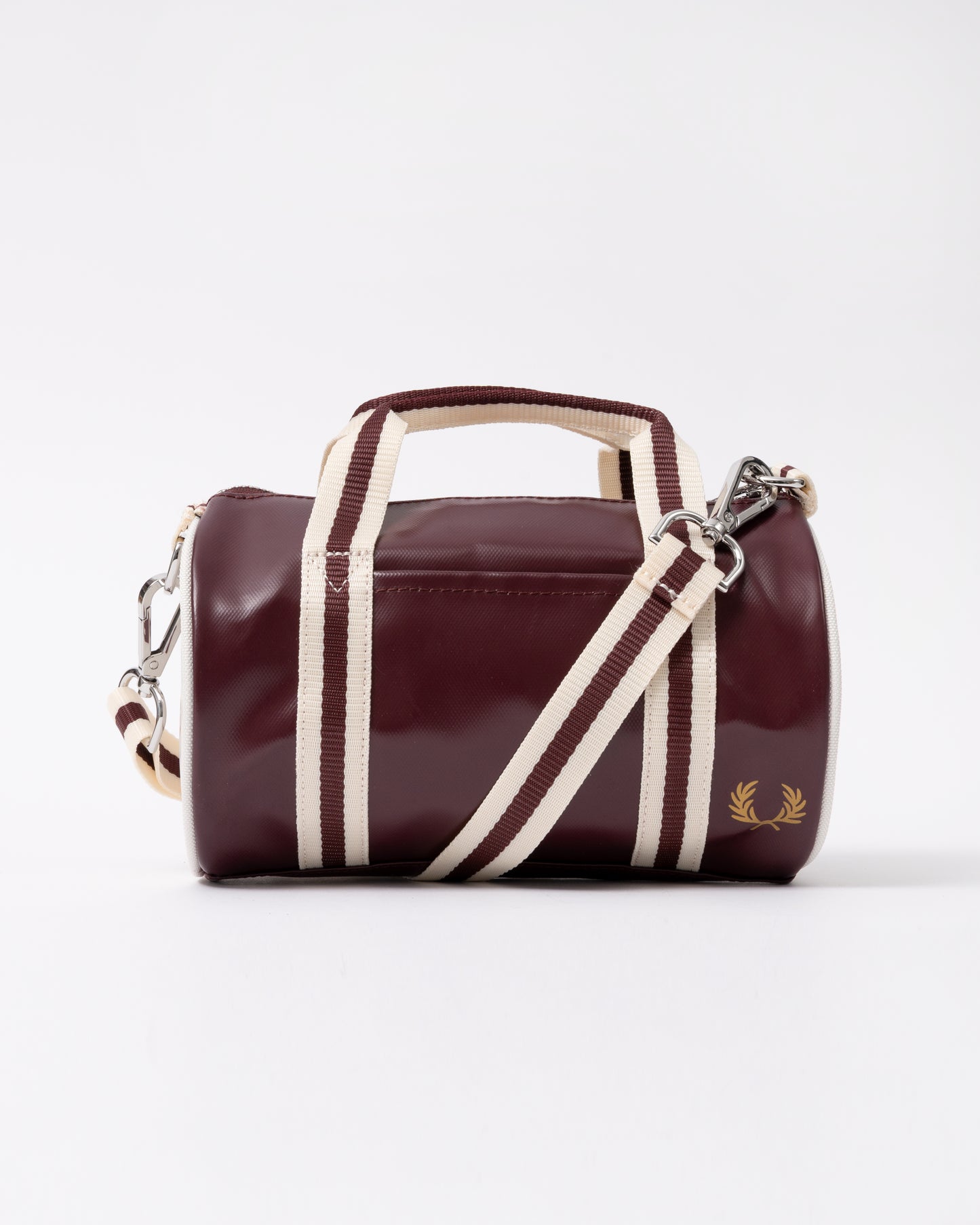 Fred Perry Classic Mini Barrel Bag in Oxblood and Ecru