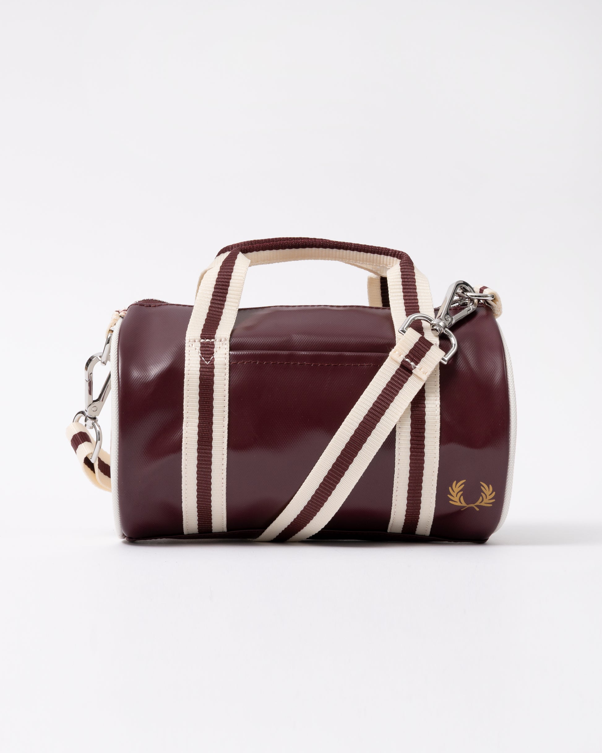 Fred Perry Classic Mini Barrel Bag in Oxblood and Ecru