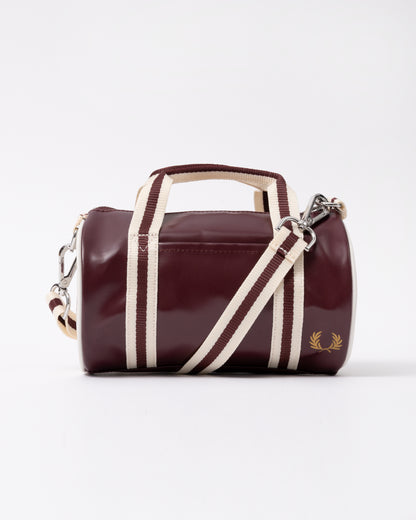 Fred Perry Classic Mini Barrel Bag in Oxblood and Ecru