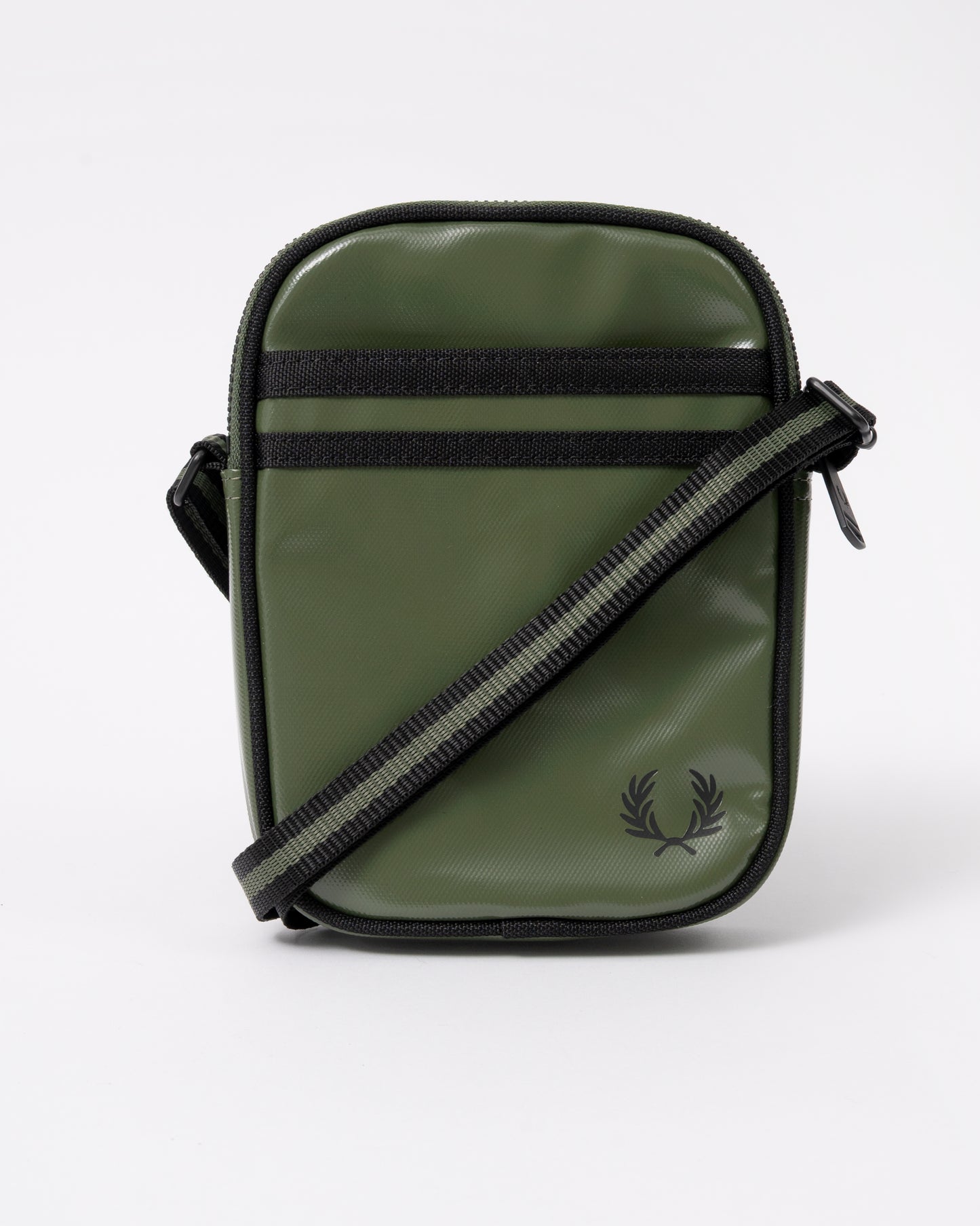 Fred Perry Classic Small Side Bag in Laurel Wreath Green and Black Z50